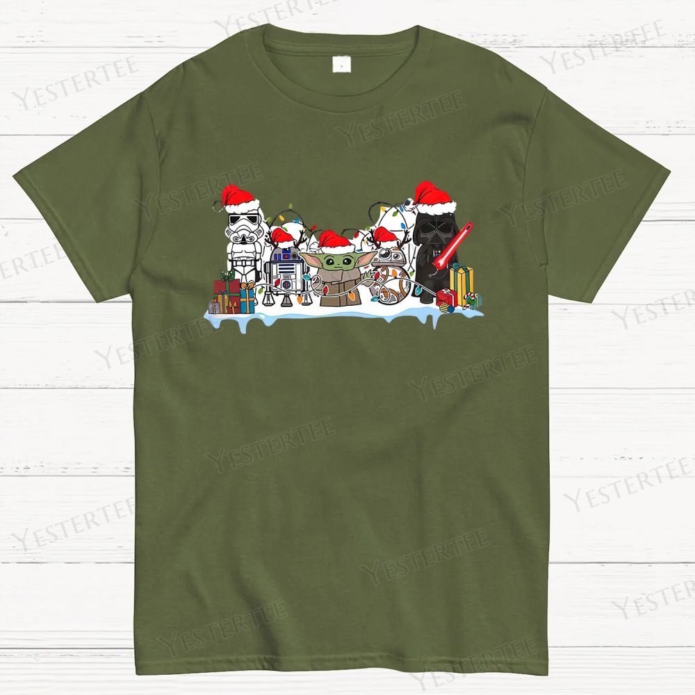 Retro Festive Sci-Fi Character Graphic Cotton T-shirt 