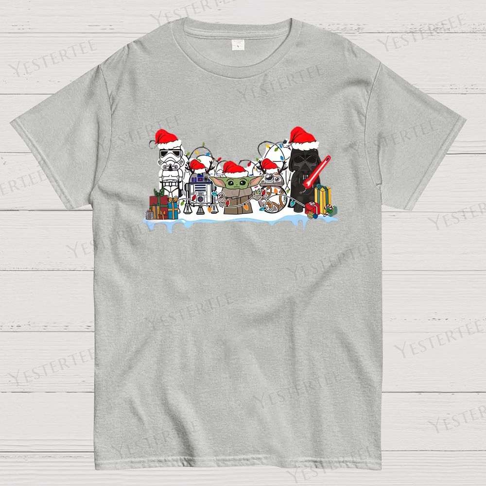 Retro Festive Sci-Fi Character Graphic Cotton T-shirt 