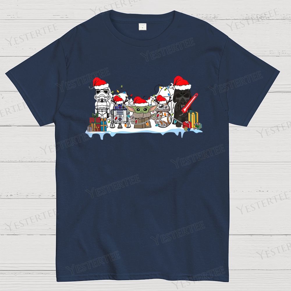 Retro Festive Sci-Fi Character Graphic Cotton T-shirt 