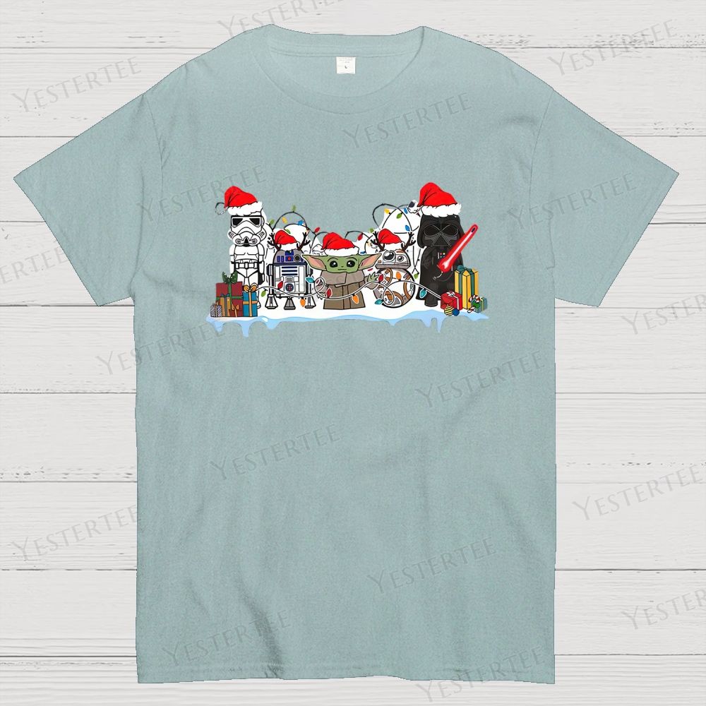 Retro Festive Sci-Fi Character Graphic Cotton T-shirt 