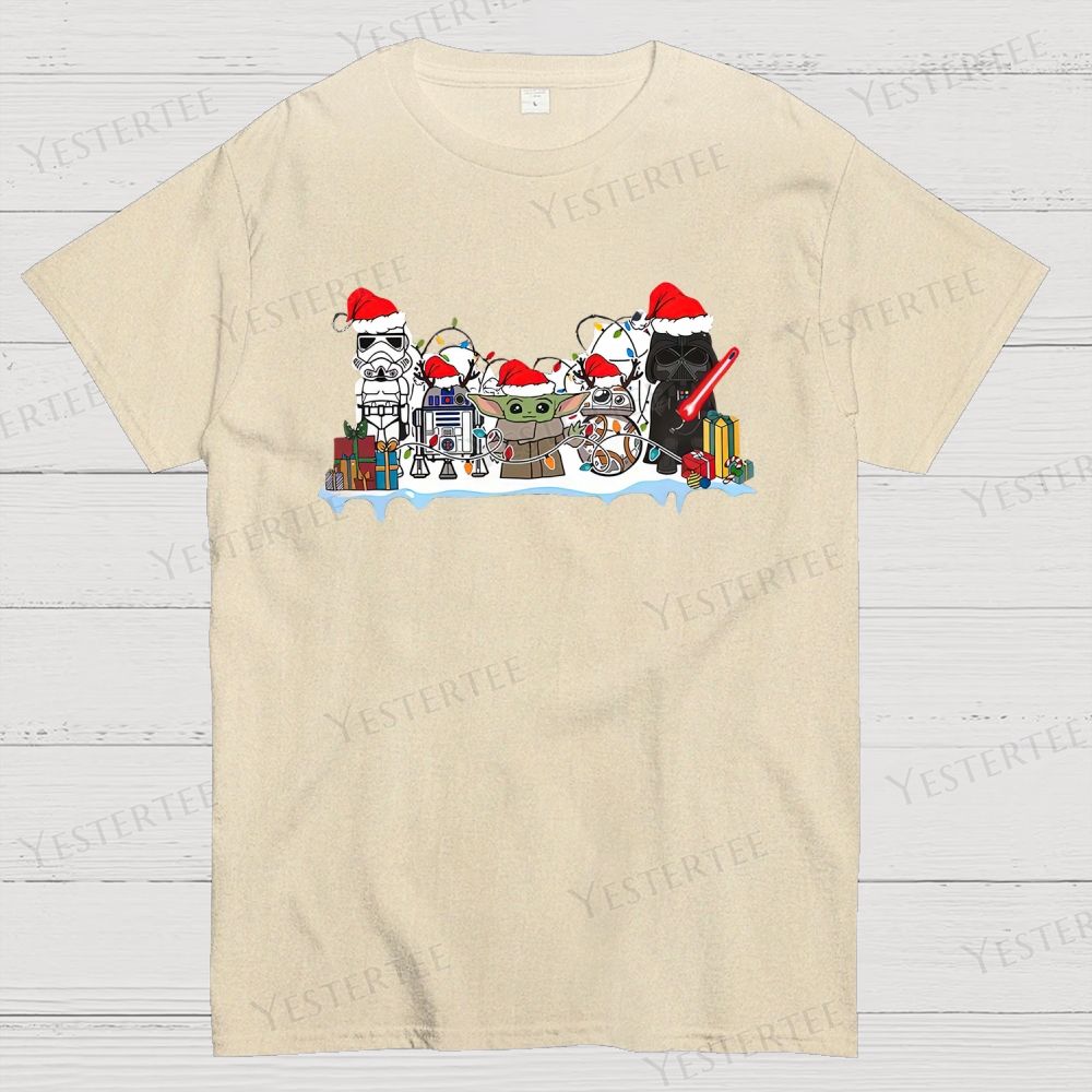 Retro Festive Sci-Fi Character Graphic Cotton T-shirt 