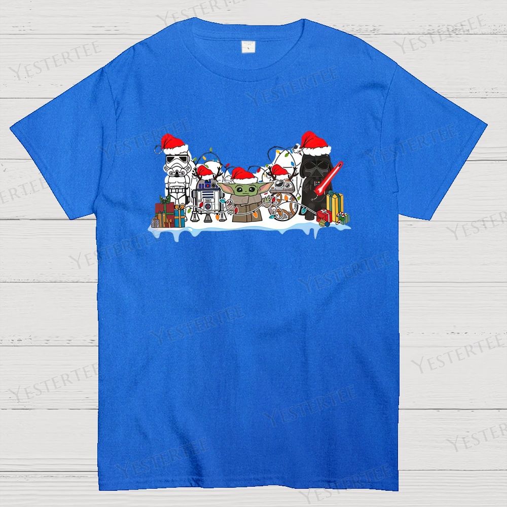 Retro Festive Sci-Fi Character Graphic Cotton T-shirt 