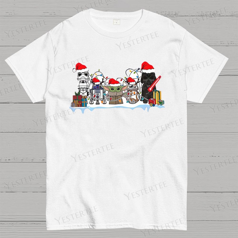 Retro Festive Sci-Fi Character Graphic Cotton T-shirt 