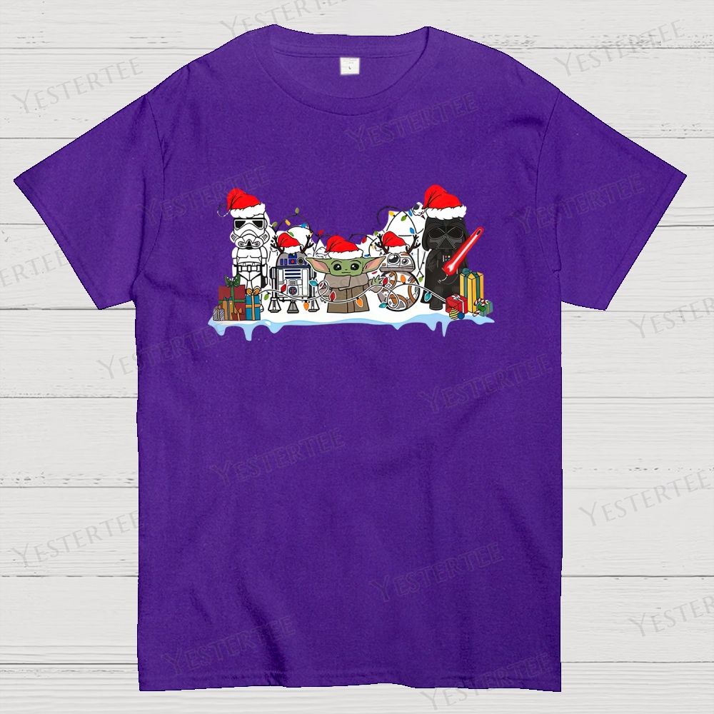 Retro Festive Sci-Fi Character Graphic Cotton T-shirt 