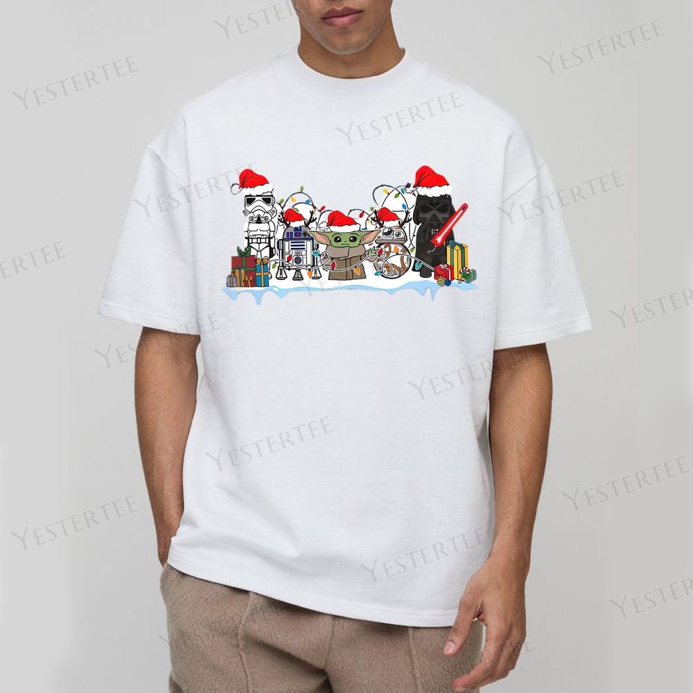 Retro Festive Sci-Fi Character Graphic Cotton T-shirt 