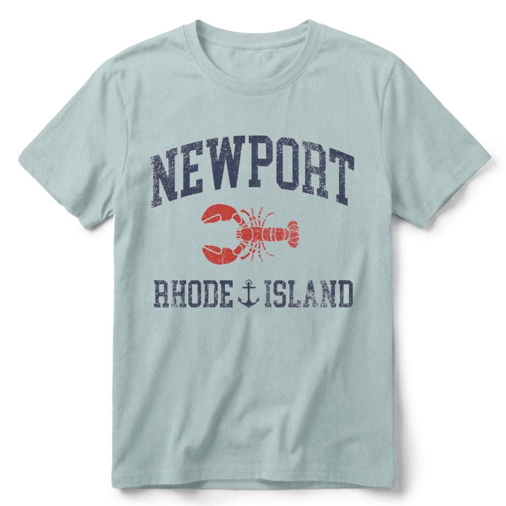 Newport Rhode Island Nautical Lobster Varsity Graphic Retro Cotton T-Shirt 