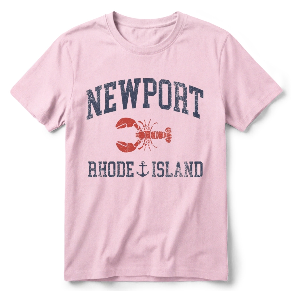 Newport Rhode Island Nautical Lobster Varsity Graphic Retro Cotton T-Shirt 