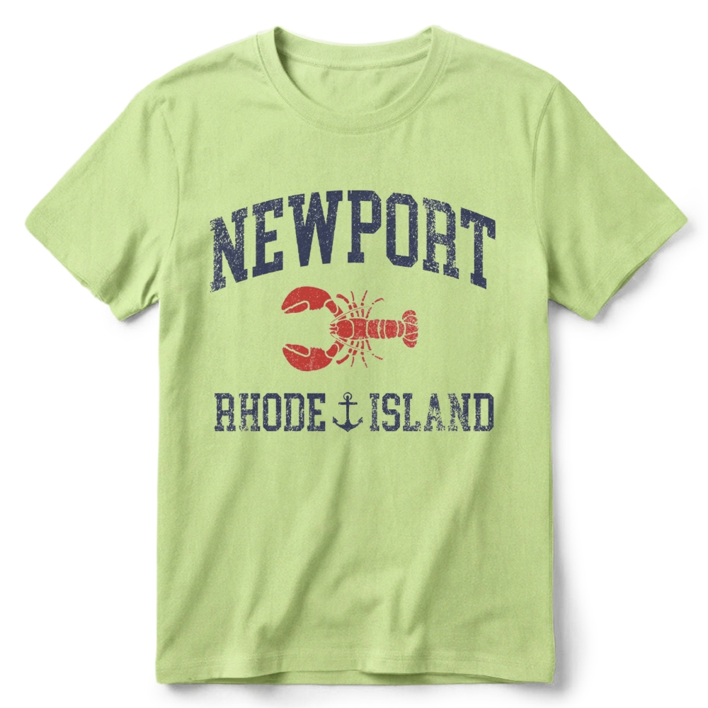 Newport Rhode Island Nautical Lobster Varsity Graphic Retro Cotton T-Shirt 