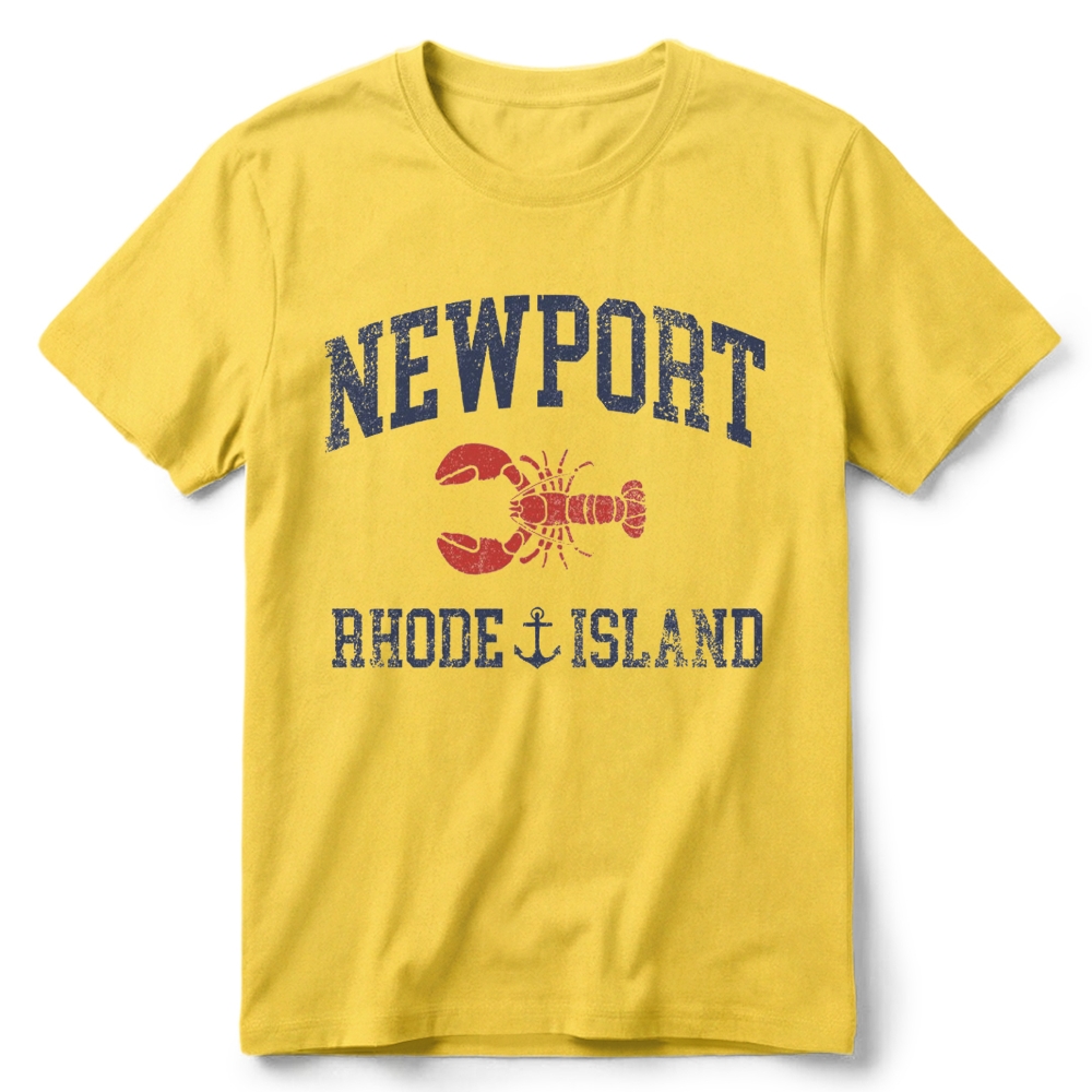 Newport Rhode Island Nautical Lobster Varsity Graphic Retro Cotton T-Shirt 