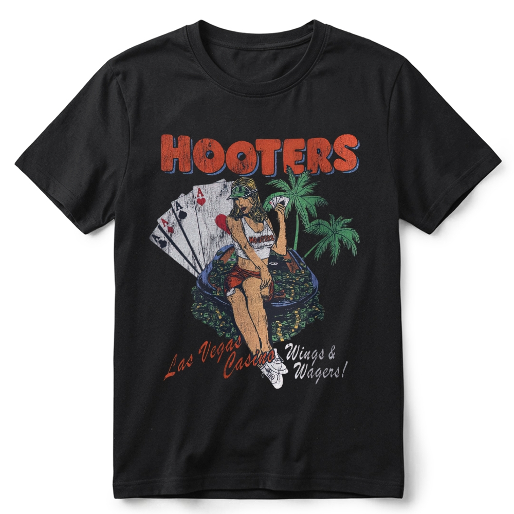 Y2K Hooter 'Wings And Wagers' Retro Cotton T-Shirt 