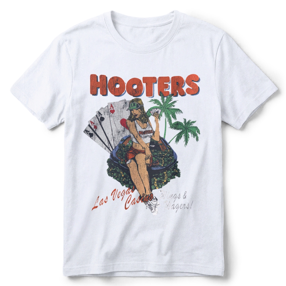 Y2K Hooter 'Wings And Wagers' Retro Cotton T-Shirt 