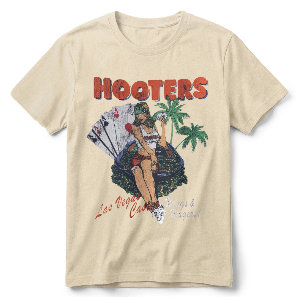 Y2K Hooter 'Wings And Wagers' Retro Cotton T-Shirt 