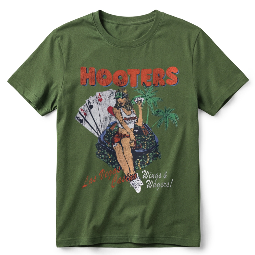 Y2K Hooter 'Wings And Wagers' Retro Cotton T-Shirt 