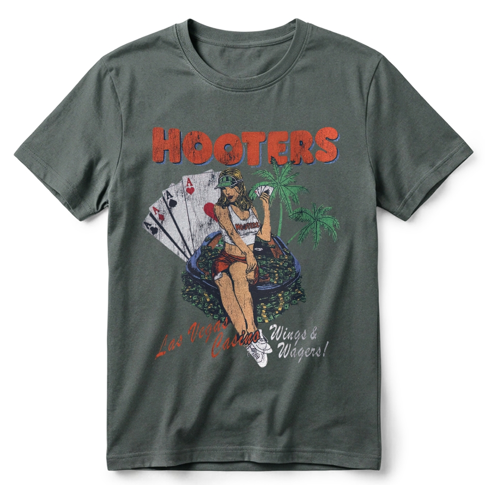 Y2K Hooter 'Wings And Wagers' Retro Cotton T-Shirt 