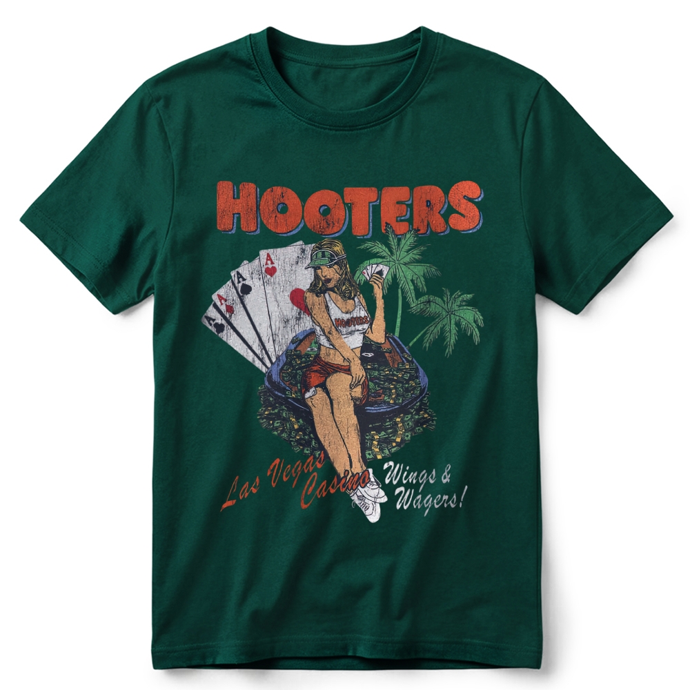 Y2K Hooter 'Wings And Wagers' Retro Cotton T-Shirt 