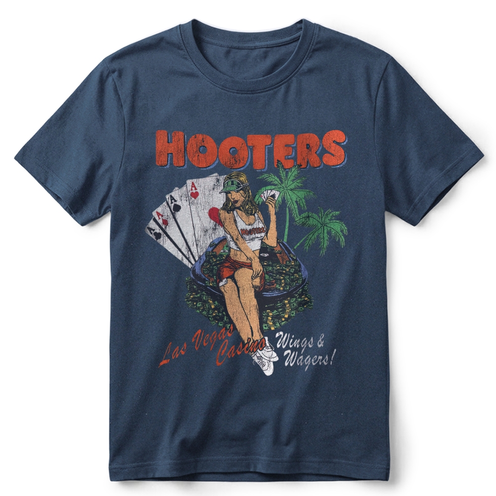 Y2K Hooter 'Wings And Wagers' Retro Cotton T-Shirt 