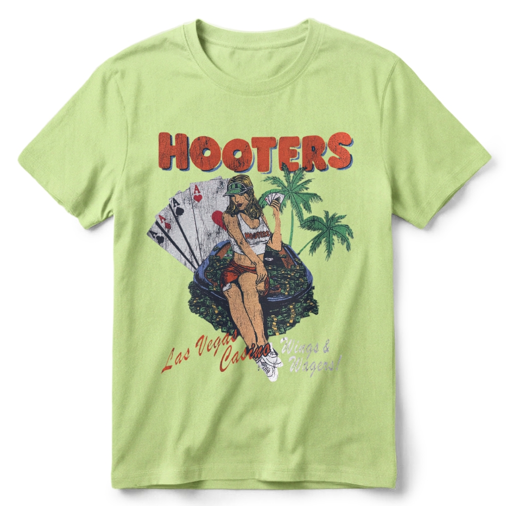 Y2K Hooter 'Wings And Wagers' Retro Cotton T-Shirt 