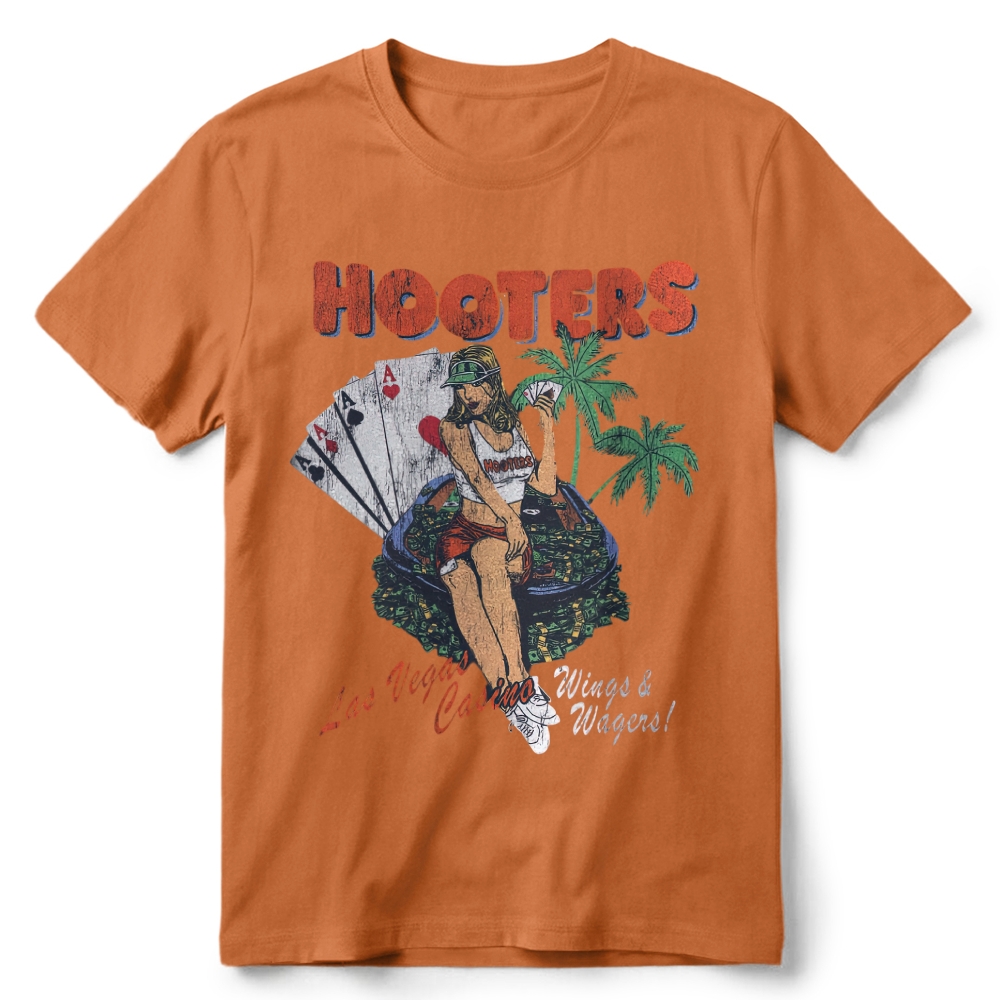 Y2K Hooter 'Wings And Wagers' Retro Cotton T-Shirt 