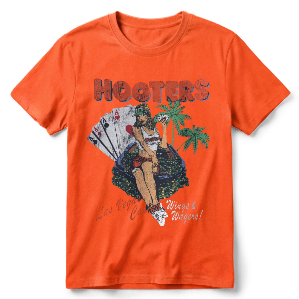 Y2K Hooter 'Wings And Wagers' Retro Cotton T-Shirt 