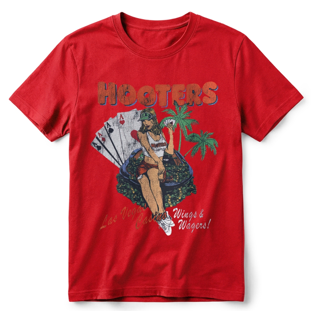 Y2K Hooter 'Wings And Wagers' Retro Cotton T-Shirt 