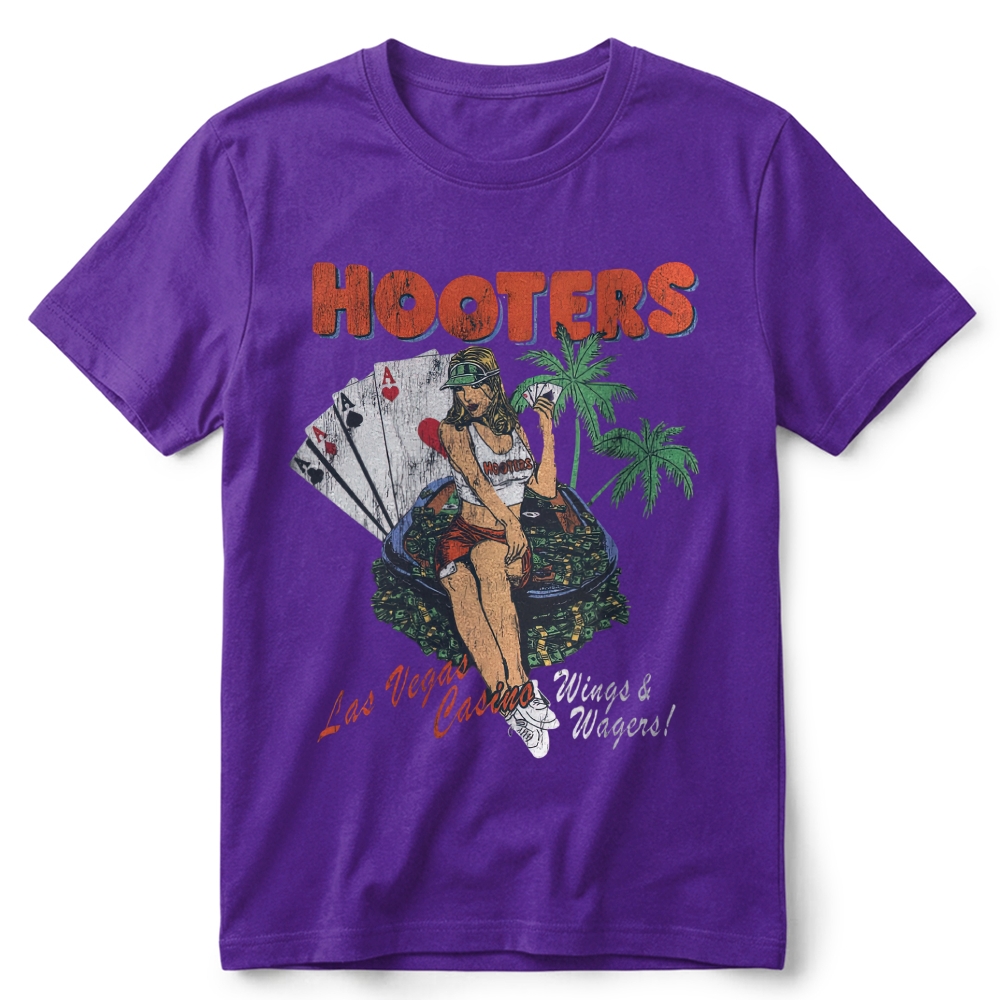 Y2K Hooter 'Wings And Wagers' Retro Cotton T-Shirt 