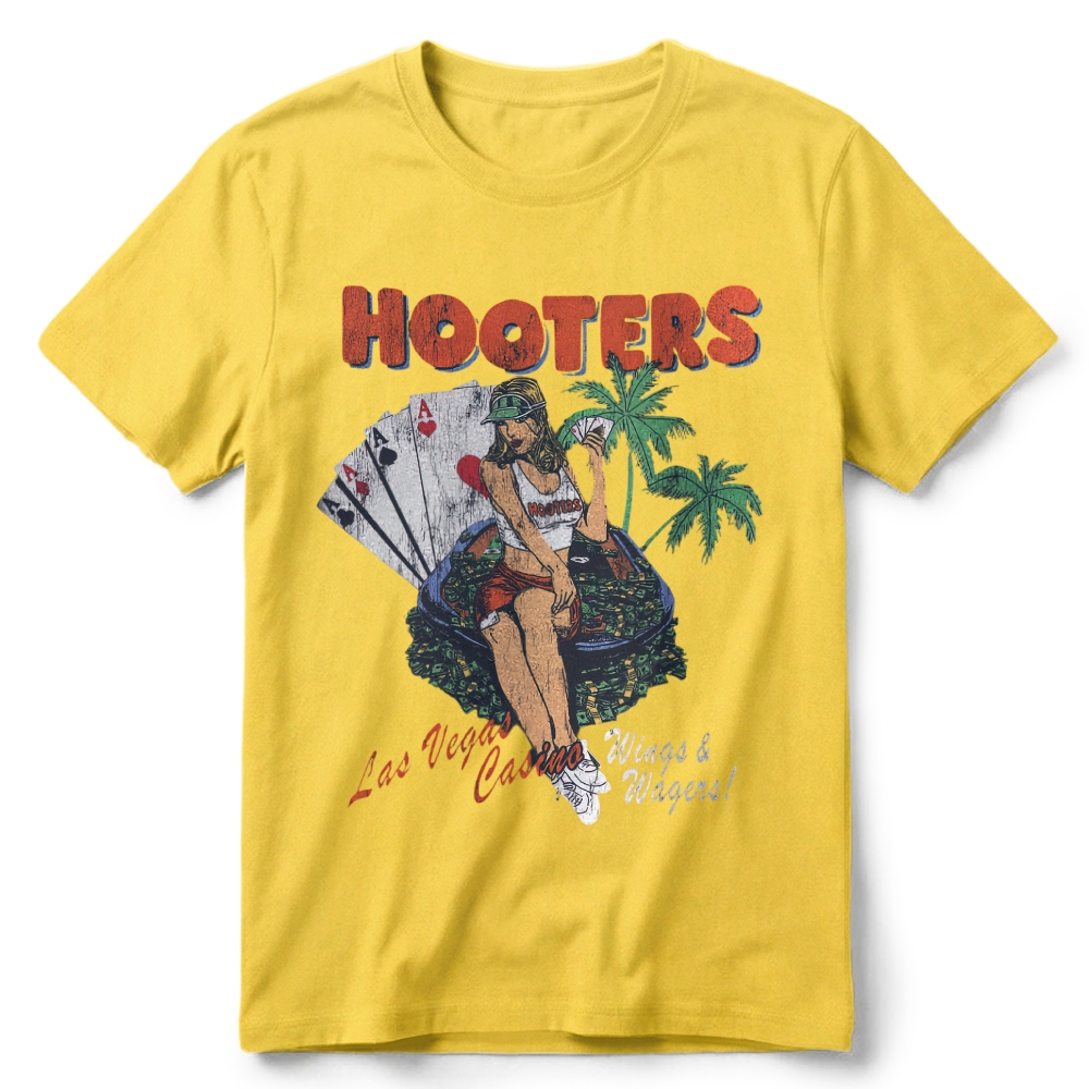 Y2K Hooter 'Wings And Wagers' Retro Cotton T-Shirt 