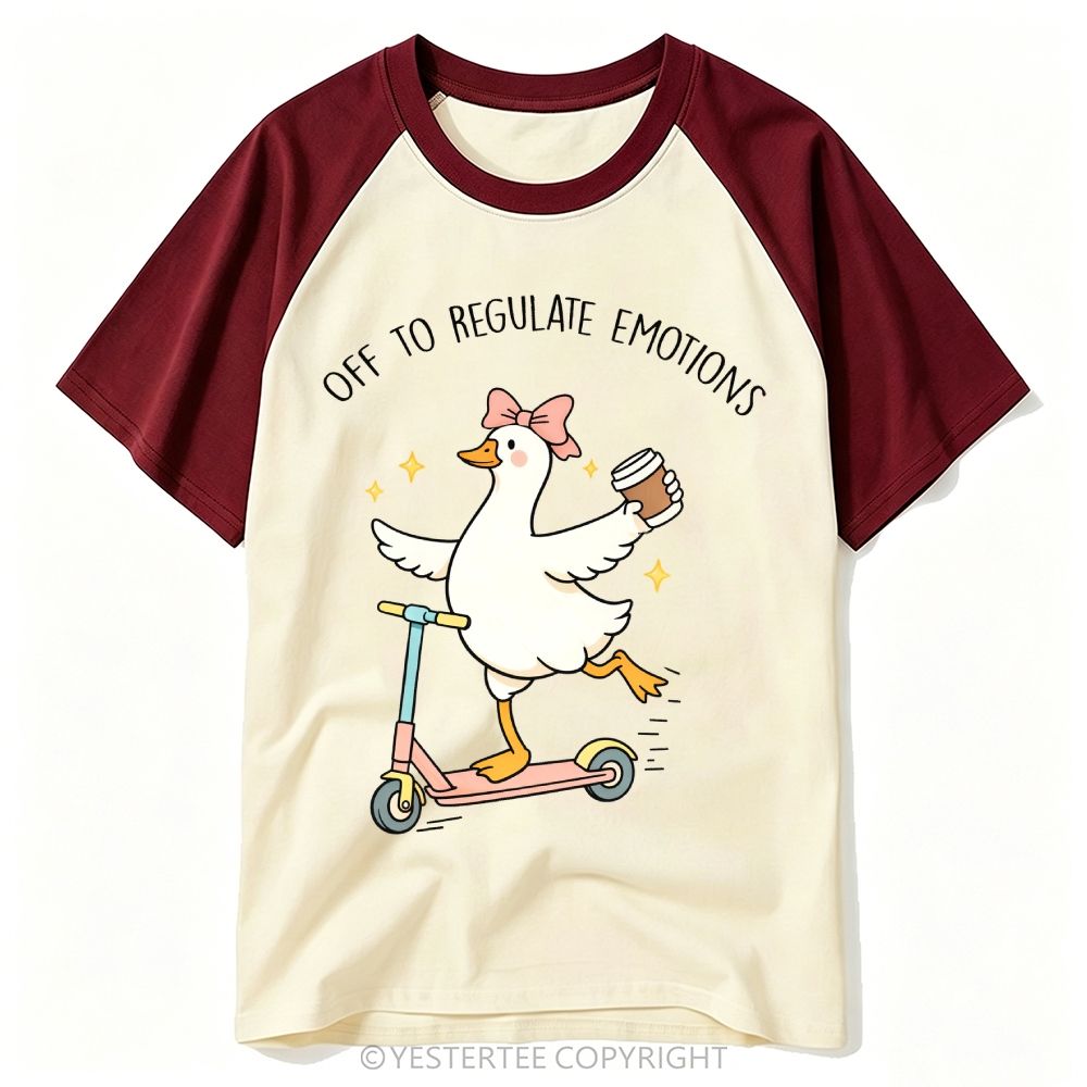 Cute Coffee Scooter Duck Emotional Regulation Baseball T-shirt