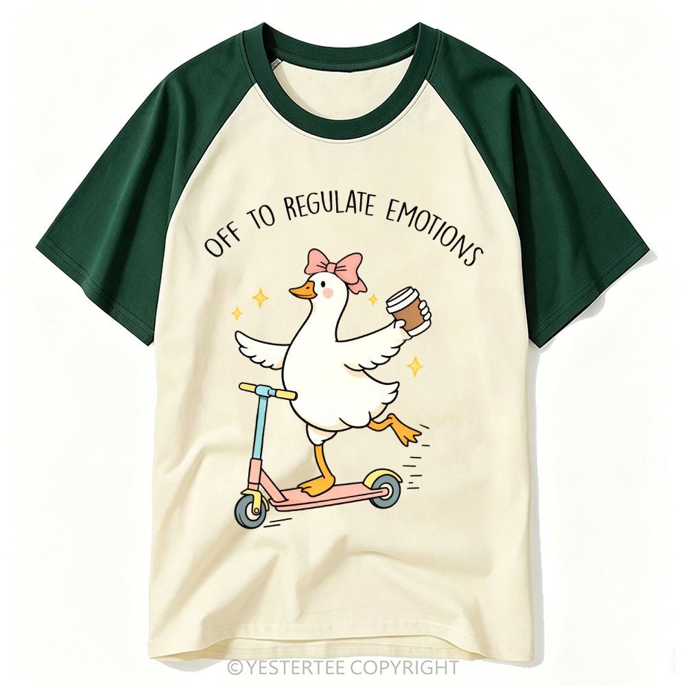 Cute Coffee Scooter Duck Emotional Regulation Baseball T-shirt