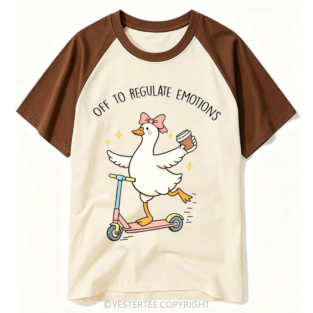 Cute Coffee Scooter Duck Emotional Regulation Baseball T-shirt