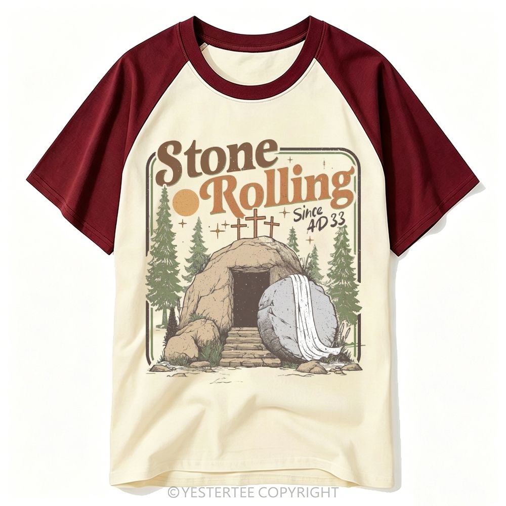 Vintage Christian Empty Tomb Stone Rolling Forest Baseball T-shirt 