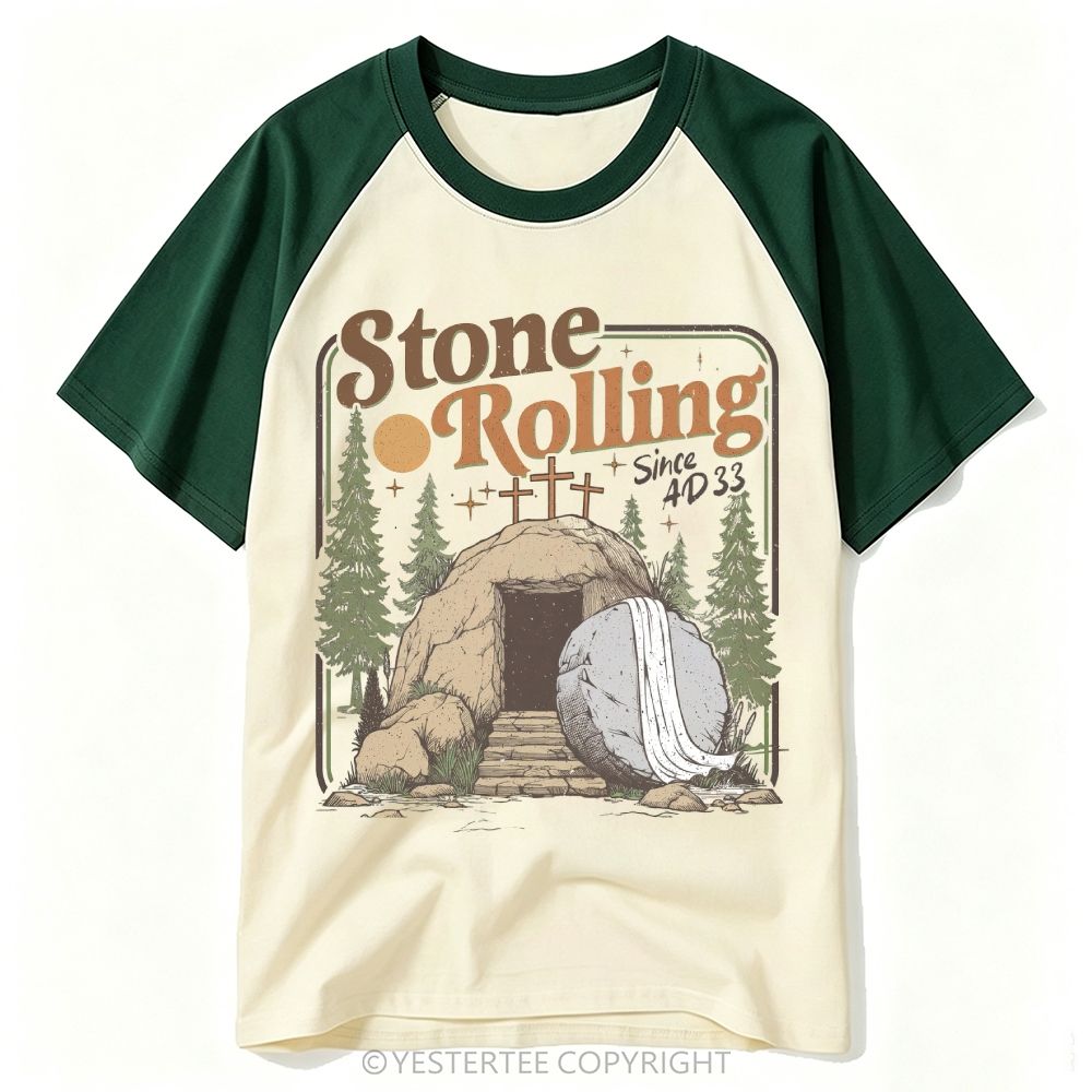 Vintage Christian Empty Tomb Stone Rolling Forest Baseball T-shirt 