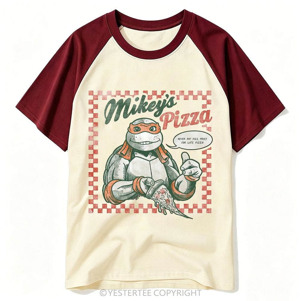 Yestertee Vintage Mikey’s Pizza Orange Mask Turtle Retro Baseball T-shirt