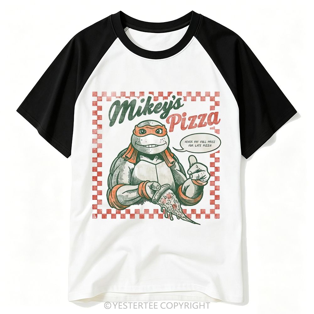 Yestertee Vintage Mikey’s Pizza Orange Mask Turtle Retro Baseball T-shirt