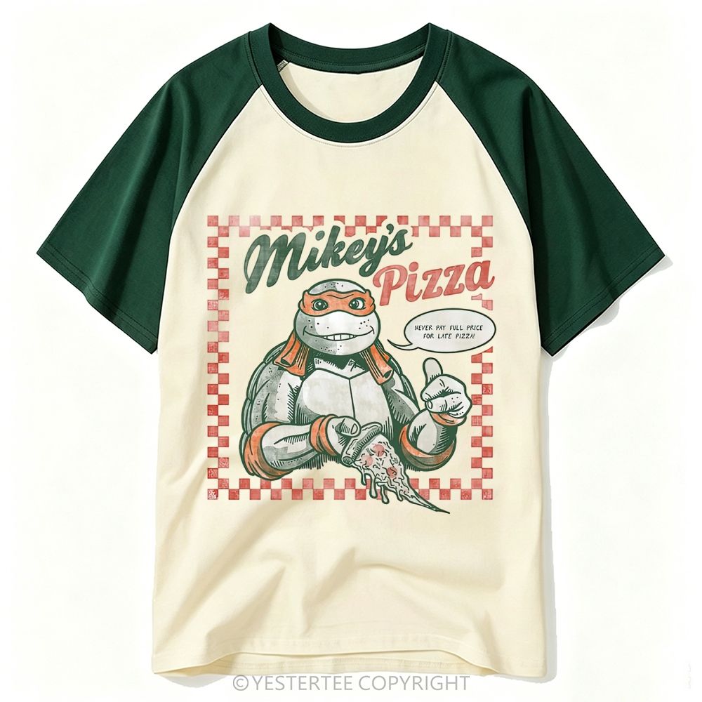 Yestertee Vintage Mikey’s Pizza Orange Mask Turtle Retro Baseball T-shirt