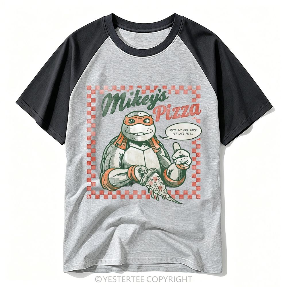 Yestertee Vintage Mikey’s Pizza Orange Mask Turtle Retro Baseball T-shirt