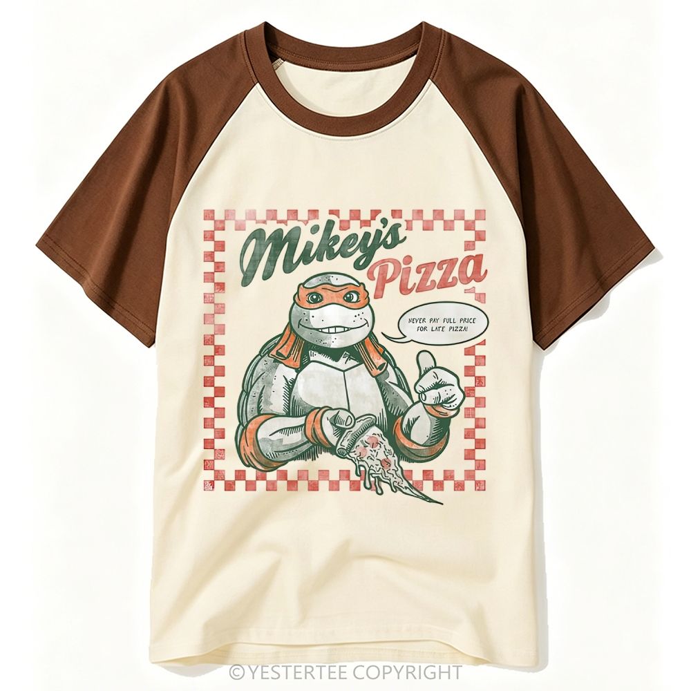 Yestertee Vintage Mikey’s Pizza Orange Mask Turtle Retro Baseball T-shirt