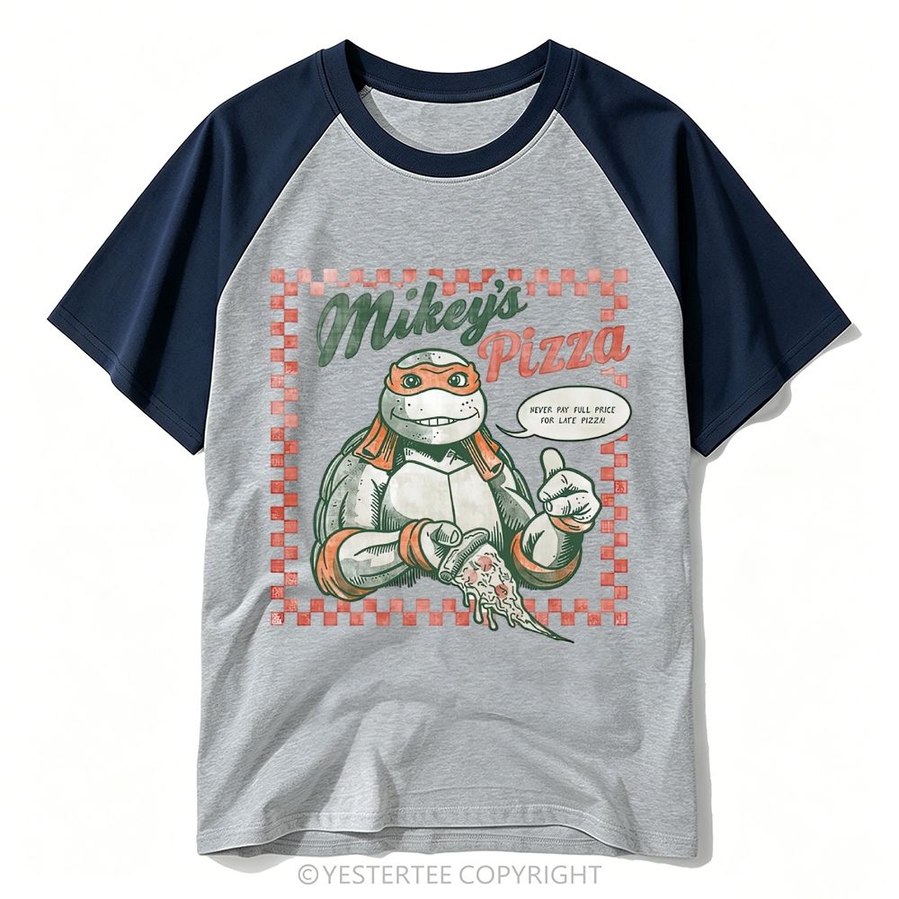Yestertee Vintage Mikey’s Pizza Orange Mask Turtle Retro Baseball T-shirt