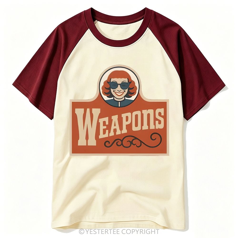  Retro Fast Food Parody Weapons Slogan Baseball T-shirt