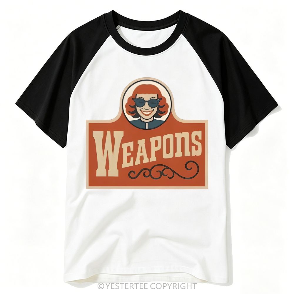  Retro Fast Food Parody Weapons Slogan Baseball T-shirt