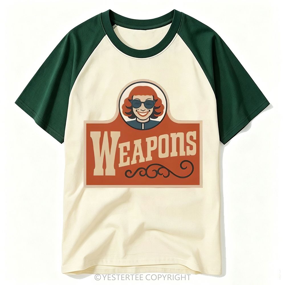  Retro Fast Food Parody Weapons Slogan Baseball T-shirt
