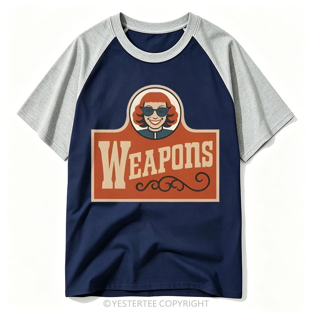  Retro Fast Food Parody Weapons Slogan Baseball T-shirt