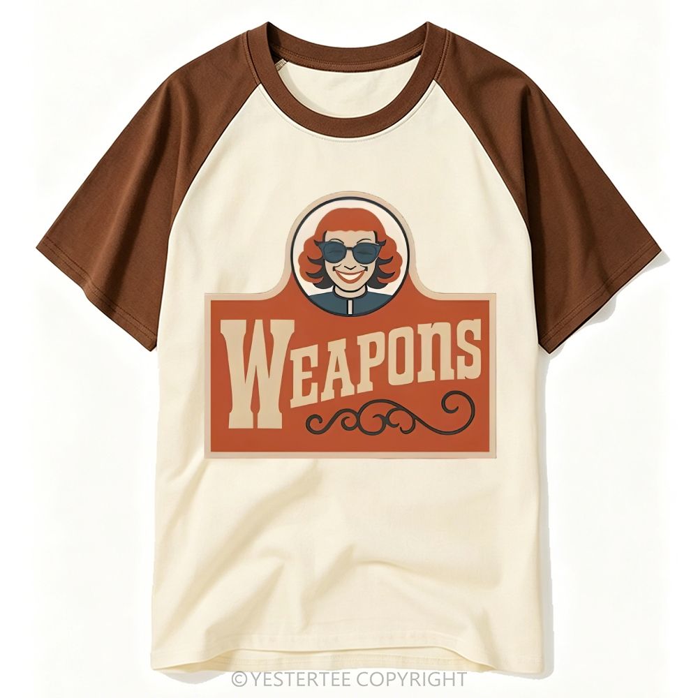  Retro Fast Food Parody Weapons Slogan Baseball T-shirt