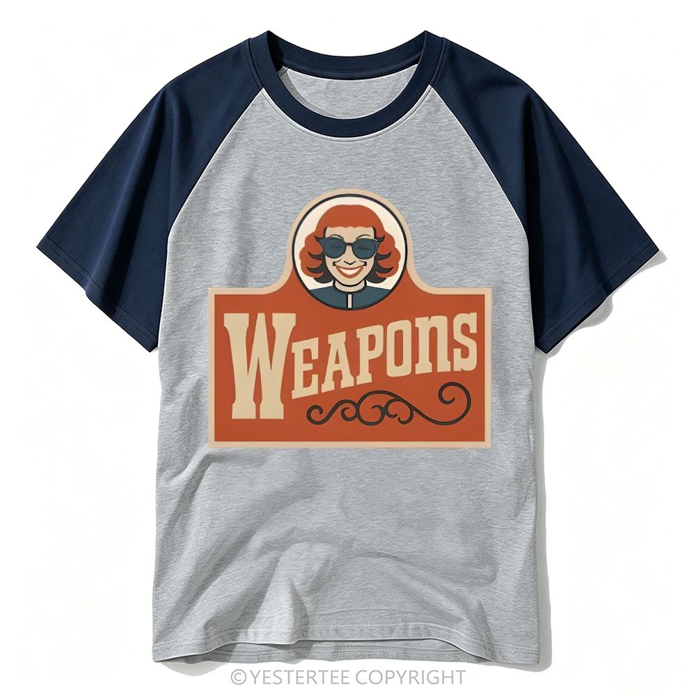  Retro Fast Food Parody Weapons Slogan Baseball T-shirt