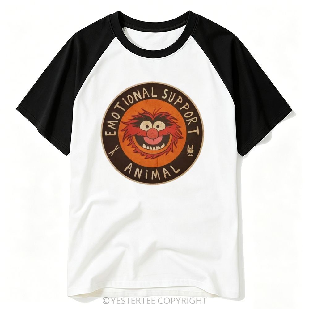 Circle Badge Furry Wild Puppet "Emotional Support Animal" Baseball T-shirt