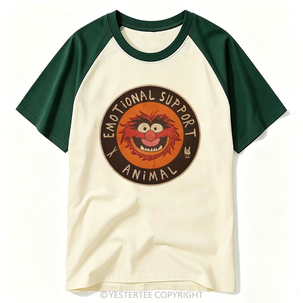 Circle Badge Furry Wild Puppet "Emotional Support Animal" Baseball T-shirt
