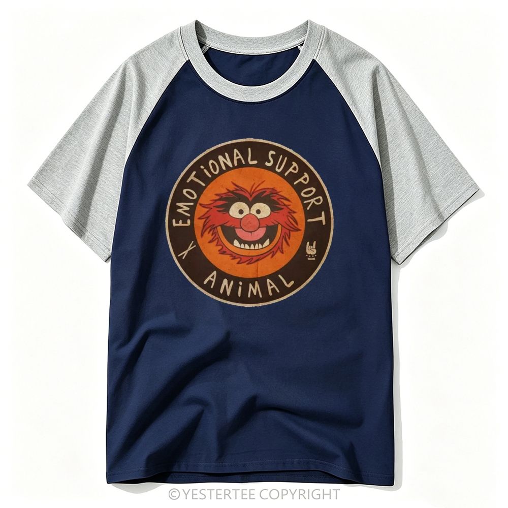 Circle Badge Furry Wild Puppet "Emotional Support Animal" Baseball T-shirt