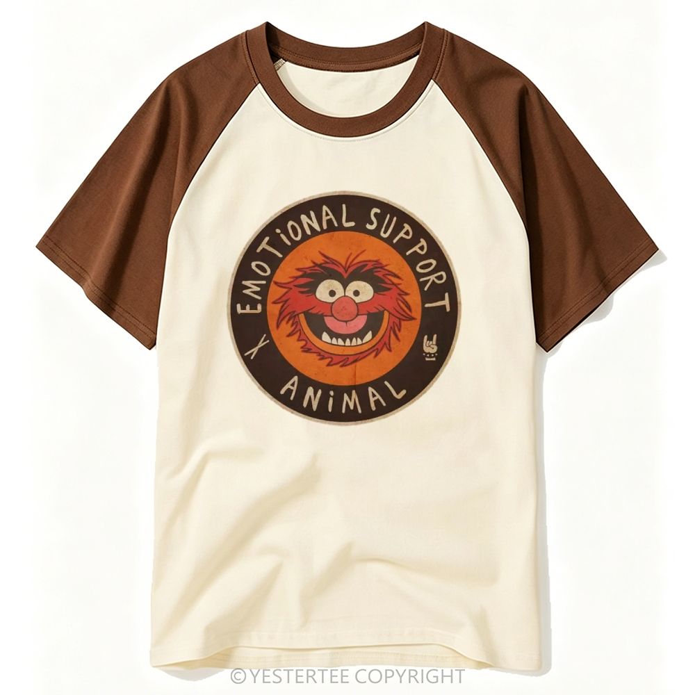 Circle Badge Furry Wild Puppet "Emotional Support Animal" Baseball T-shirt