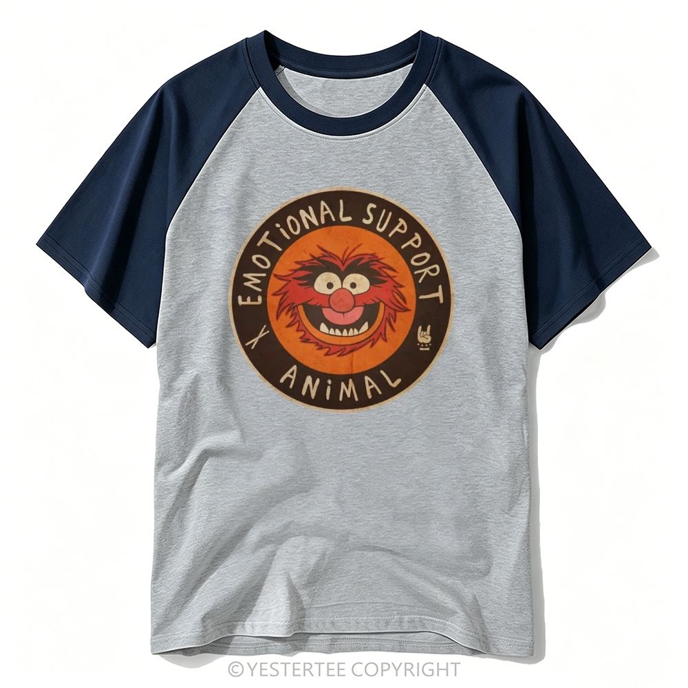 Circle Badge Furry Wild Puppet "Emotional Support Animal" Baseball T-shirt