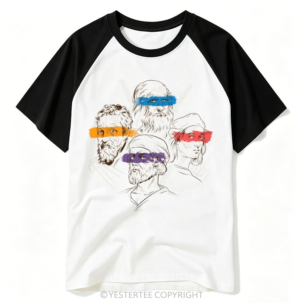 Renaissance Master Sketch Color Brush Stroke Blindfold Art Baseball T-shirt