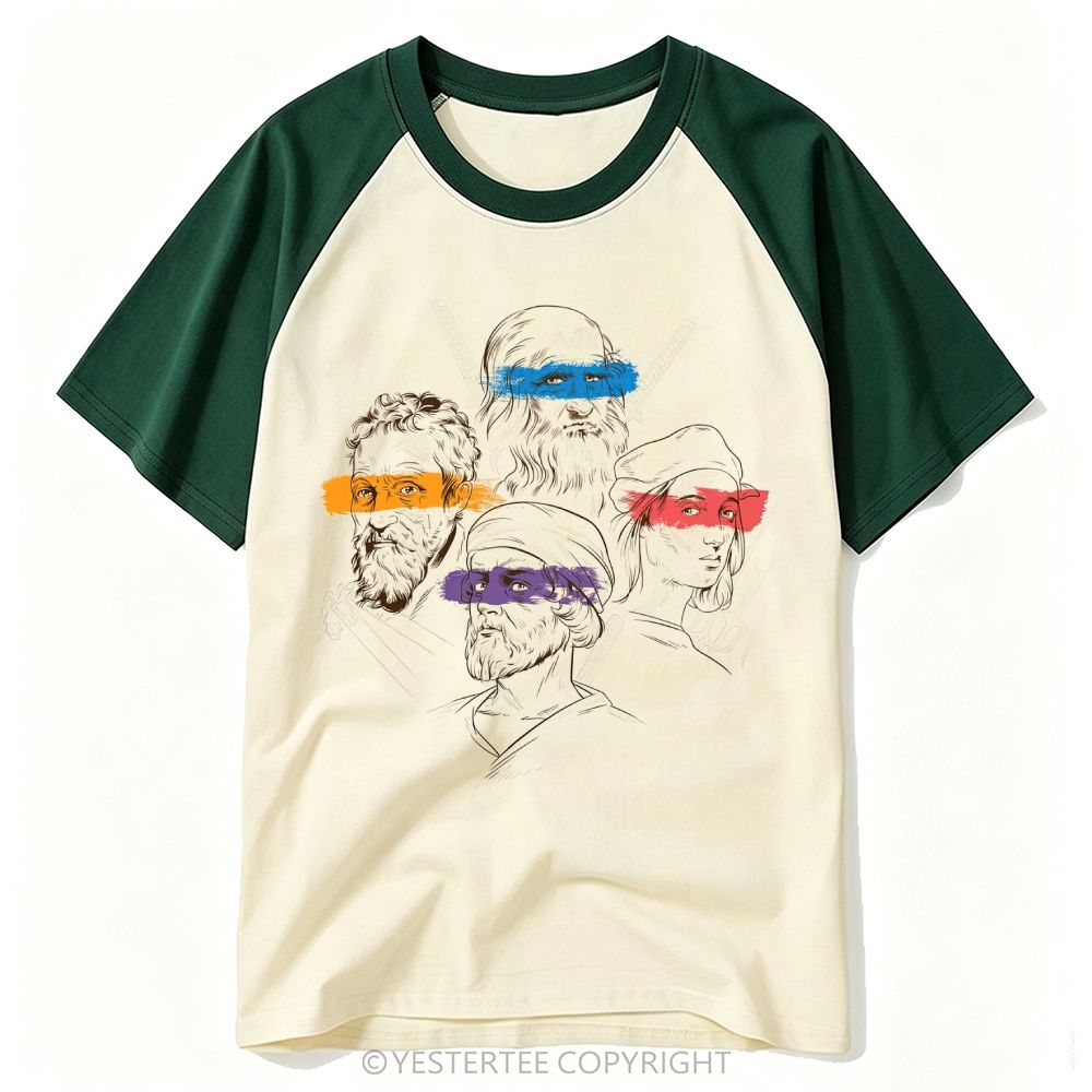 Renaissance Master Sketch Color Brush Stroke Blindfold Art Baseball T-shirt